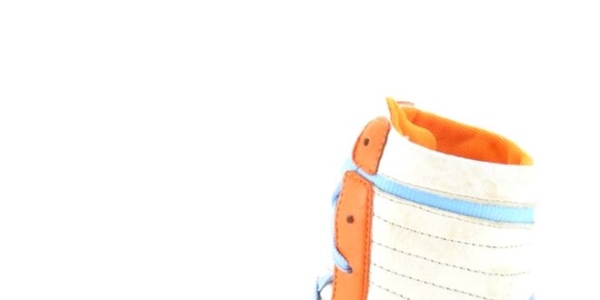 Dámské kožené béžovo-oranžovo-modré vysoké šněrovací boty Diesel