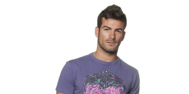 Pánské fialové tričko Unitryb s potiskem