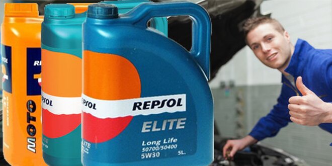 Automobilový nebo motocyklový olej značky REPSOL