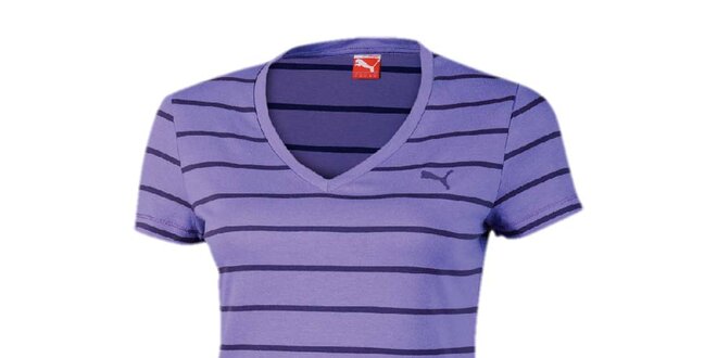 Dámské fialové pruhované tričko Puma