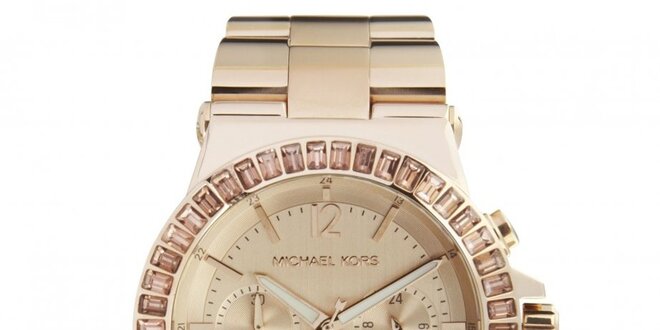 Dámské pozlacené hodinky s chronografem a datumovkou Michael Kors