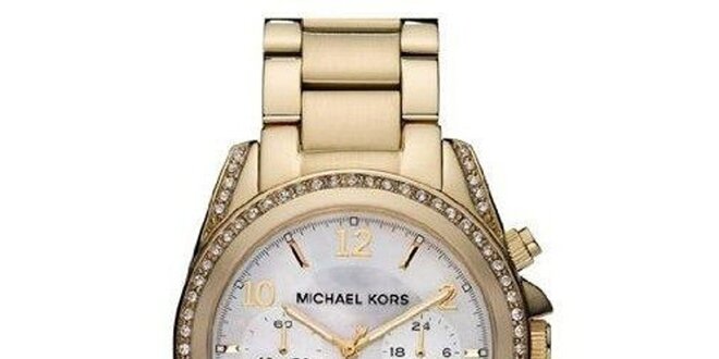 Dámské pozlacené hodinky se zirkony Michael Kors