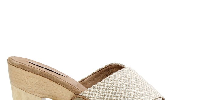 Dámské béžovo-bílé sandálky s platformou Cubanas Shoes