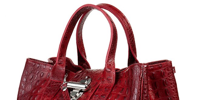 Dámká rudá kabelka s krokodýlím vzorkem Giulia
