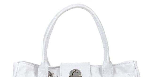 Dámská malá bílá kabelka s krokodýlím vzorem Giulia