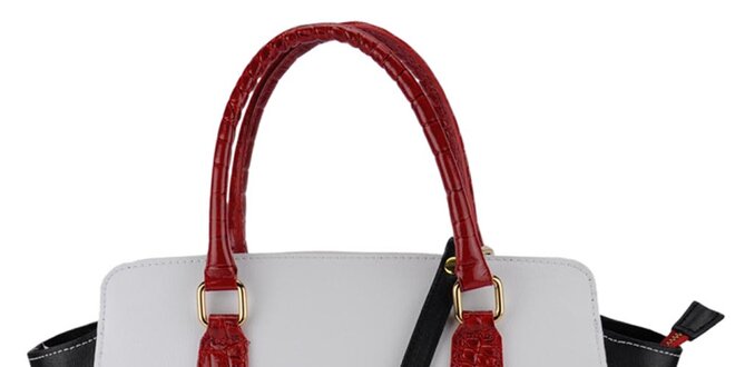 Dámská bílá kabelka s červenými uchy Giulia