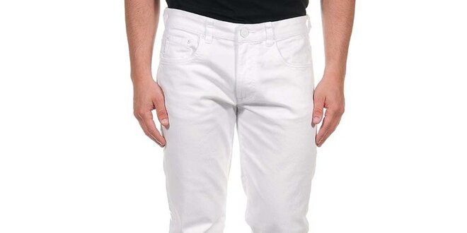 Pánské bílé džíny s bílým knoflíkem Calvin Klein