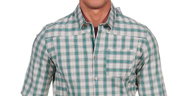Pánská zelená kostkovaná košile Calvin Klein