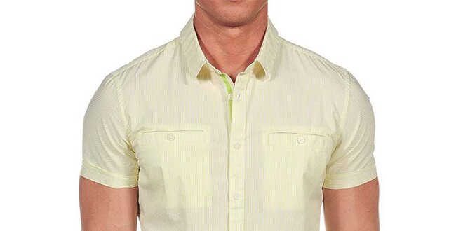 Pánská světle žlutá košile s krátkým rukávem Calvin Klein