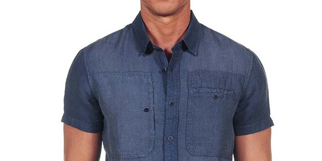 Pánská tmavě modrá košile s krátkým rukávem Calvin Klein