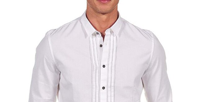 Pánská bílá košile s tenkým proužkem Calvin Klein