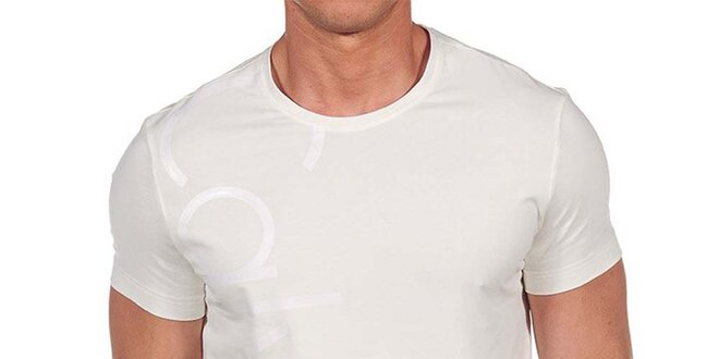 Pánské krémové tričko s krátkým rukávem Calvin Klein
