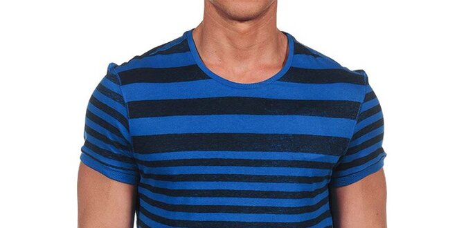 Pánské modré tričko s proužky Calvin Klein