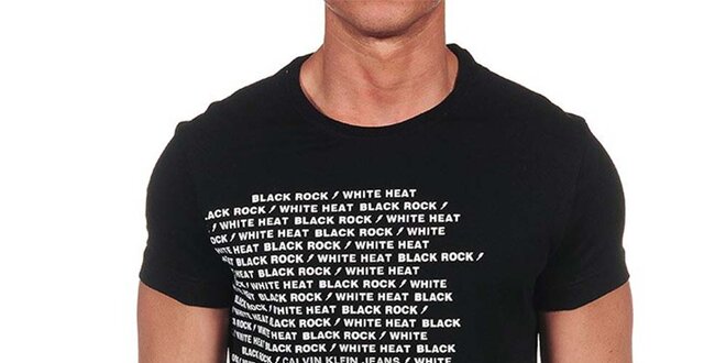 Pánské černé tričko s krátkým rukávem a bílým nápisem Calvin Klein