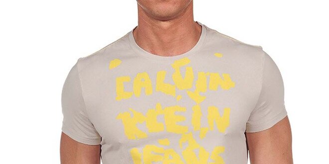 Pánské tričko se žlutým potiskem Calvin Klein