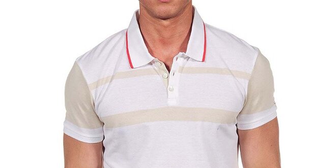 Pánské bílé polo triko s béžovými prvky Calvin Klein