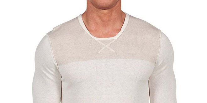 Pánský smetanově bílý svetr se záplatami Calvin Klein