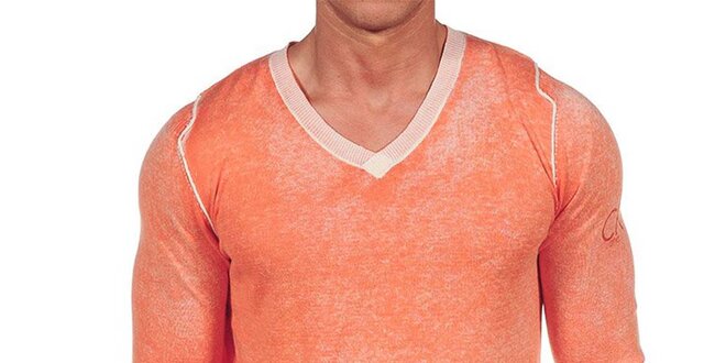 Pánský oranžový melírovaný svetr Calvin Klein