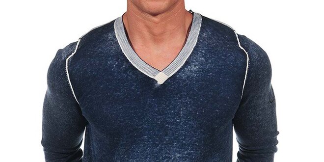 Pánský tmavě modrý melírovaný svetr Calvin Klein