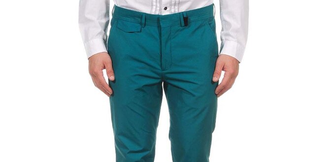 Pánské lahvově zelené společenské kalhoty Calvin Klein