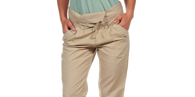 Dámské béžové kalhoty s ohrnutým pasem Calvin Klein