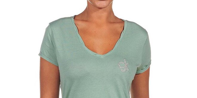 Dámské zelené tričko s logem Calvin Klein