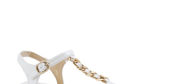 Dámské bílé sandálky se zlatým zdobením Balada
