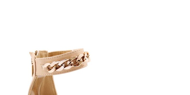 Dámské béžové sandálky se zlatým řetězem Balada