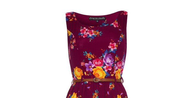 Dámské purpurové šaty s květinami Iska