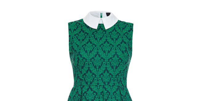 Dámské zelené šaty s bílým límečkem Iska