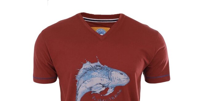 Pánské vínové tričko s rybou A Fish Named Fred
