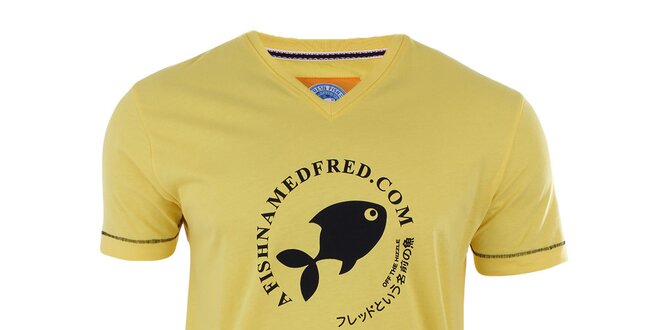 Pánské žluté tričko s potiskem A Fish Named Fred