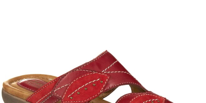 Dámské kožené červené nazouvací sandálky s listy Clarks