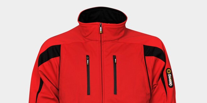 Pánská červená softshellová bunda Sweep s černými detaily