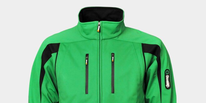 Pánská světle zelená softshellová bunda Sweep s černými detaily