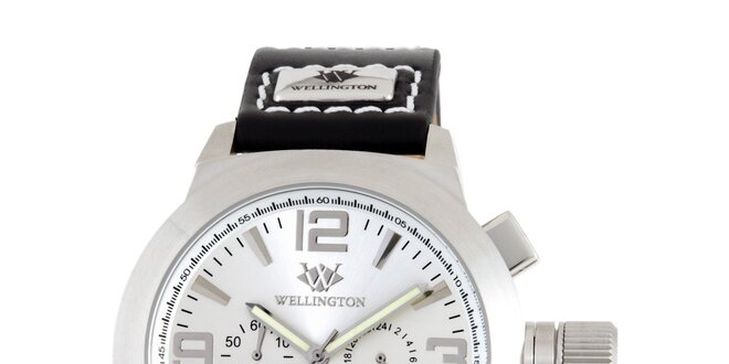 Pánské stříbrno-černé hodinky Wellington