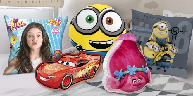 Polštářky s oblíbenými hrdiny: Auta, Mimoni i Nemo