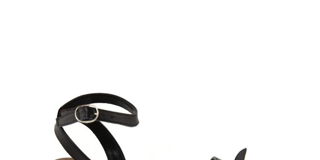 Dámské kožené černé sandálky s květem Julie Julie