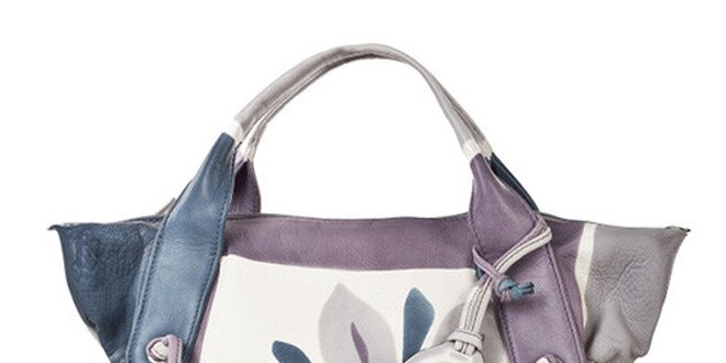 Dámská modro-fialovo-šedá kožená kabelka do ruky Gianni Conti