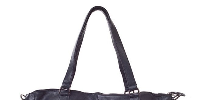Dámská černé kožená kabelka s popruhem Gianni Conti
