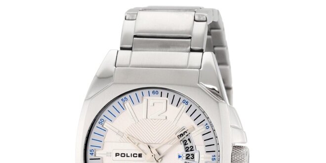 Pánské ocelové hodinky se smetanovým kulatým ciferníkem Police