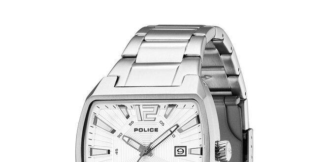 Pánské ocelové hodinky s bílým ciferníkem Police