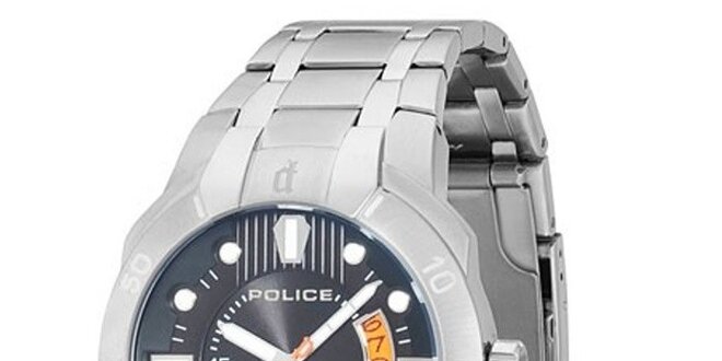 Pánské ocelové hodinky s modrým kulatým ciferníkem Police