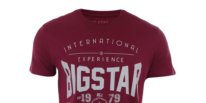 Pánské vínové tričko s potiskem Big Star