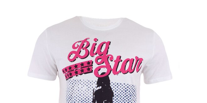 Pánské bílo tričko s barevným potiskem Big Star