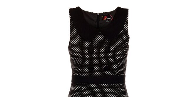 Dámské černé vlněné šaty Yumi s bílými puntíky