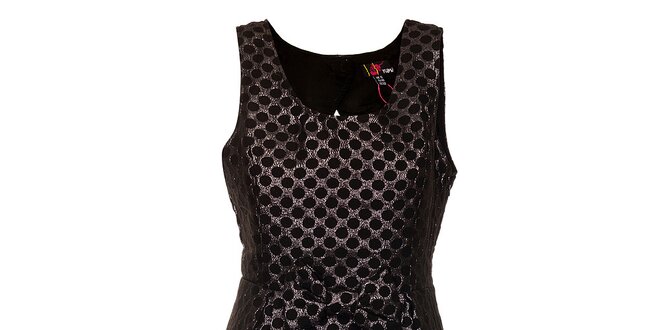 Dámské černé puntíkované šaty Yumi s mašlí