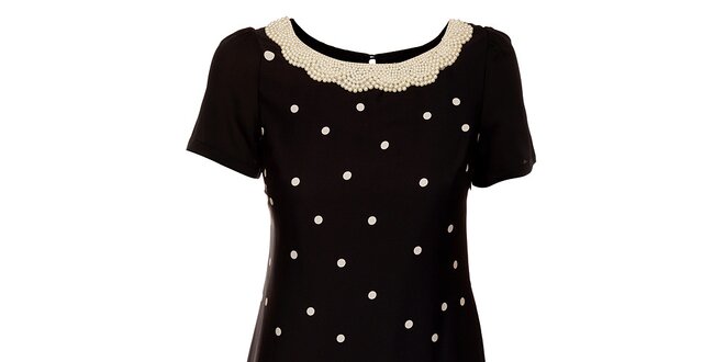 Dámské černé šaty Yumi s bílými puntíky