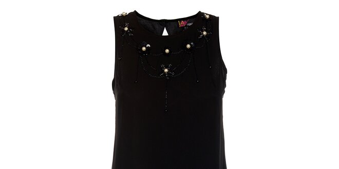 Dámské černé šaty Yumi s perlovou aplikací