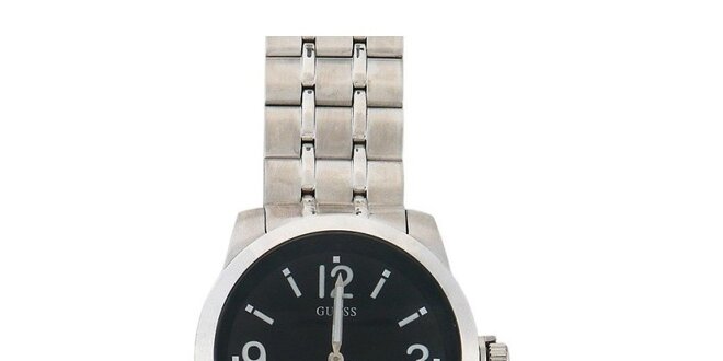 Pánské ocelové hodinky s černým ciferníkem Guess